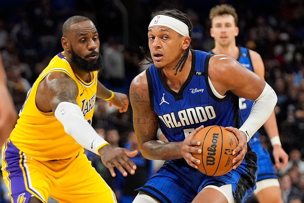 NBA basketball 2024-25 Orlando Magic vs Los Angeles Lakers photo gallery: LeBron James