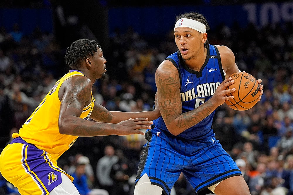 NBA basketball 2024-25 Orlando Magic vs Los Angeles Lakers photo gallery: Paolo Banchero