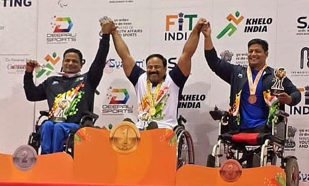 Special Arrangement : Kerala's para powerlifter Joby Mathew (c)