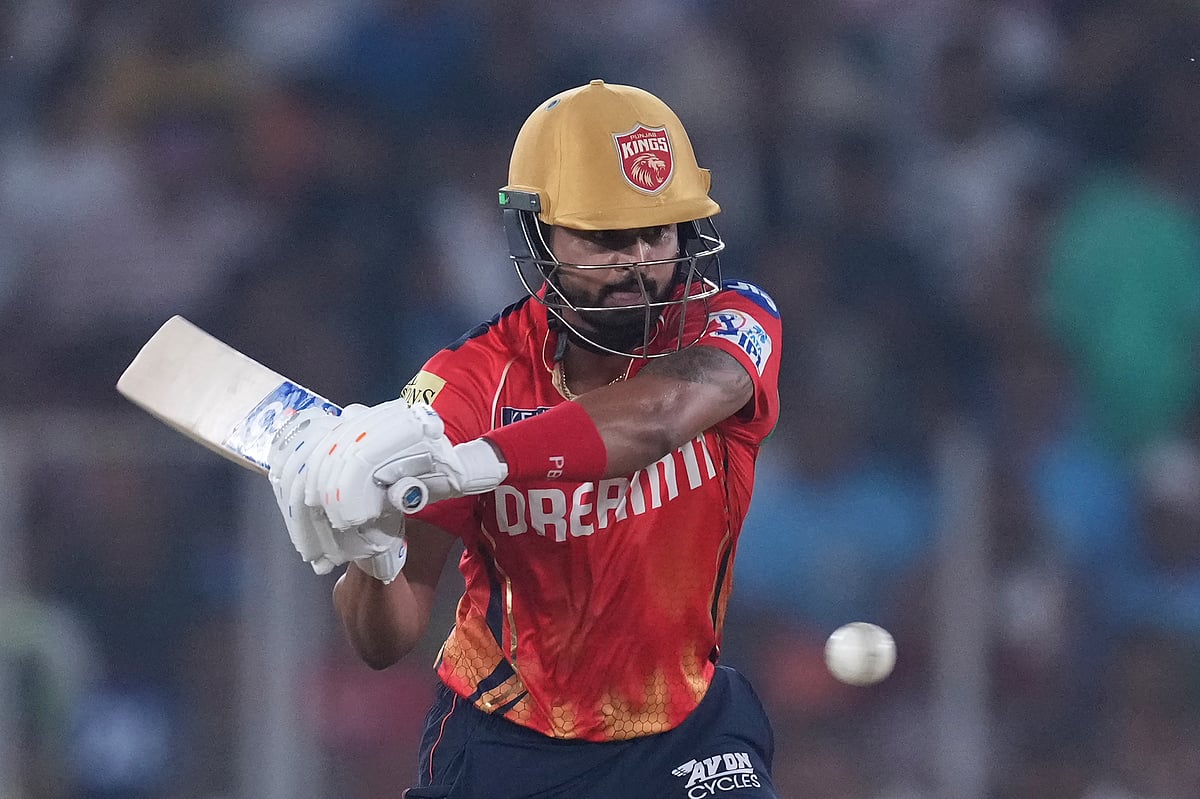 Punjab Kings' captain Shreyas Iyer plays a shot during the Indian Premier League cricket match between Gujarat Titans and Punjab Kings at Narendra Modi Stadium in Ahmedabad, India, Tuesday, March 25, 2025. -  (AP Photo/Ajit Solanki)