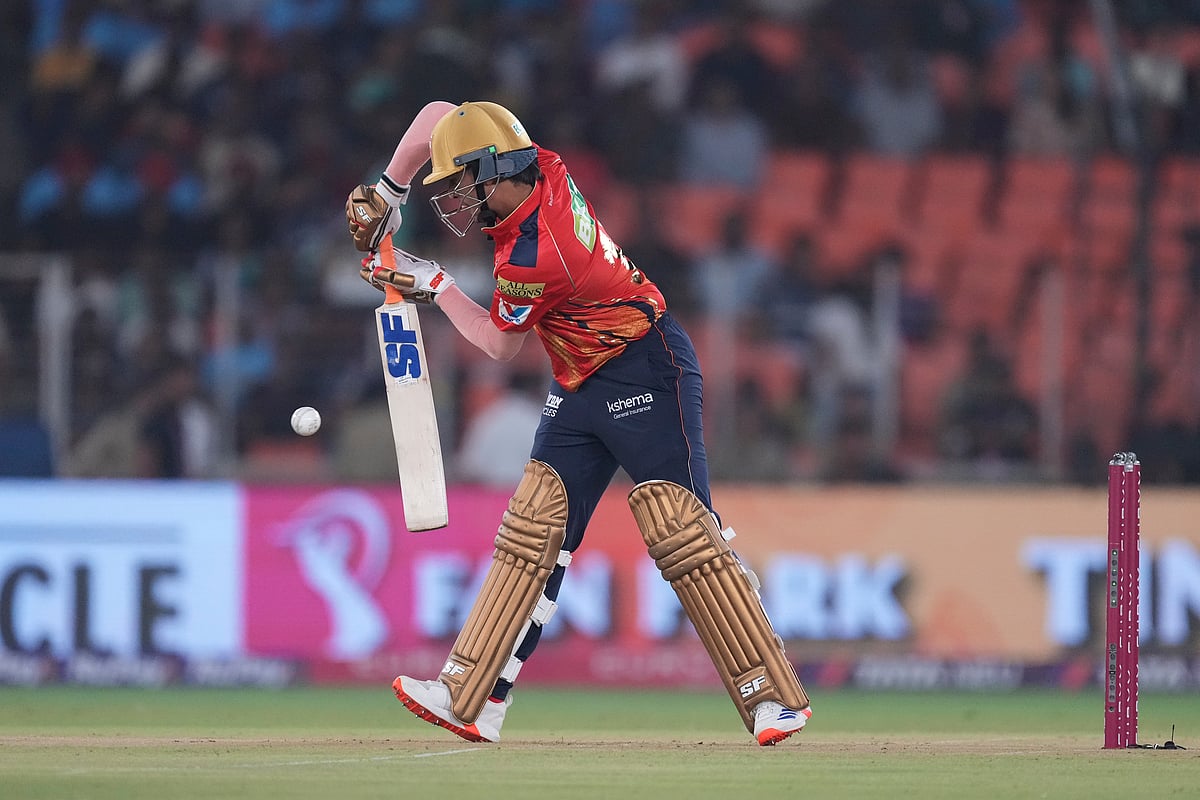 Punjab Kings's Priyansh Arya plays a shot during the Indian Premier League cricket match between Gujarat Titans and Punjab Kings at Narendra Modi Stadium in Ahmedabad, India, Tuesday, March 25, 2025.