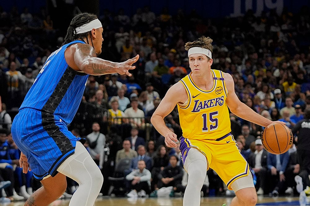 NBA basketball 2024-25 Orlando Magic vs Los Angeles Lakers photo gallery: Austin Reaves