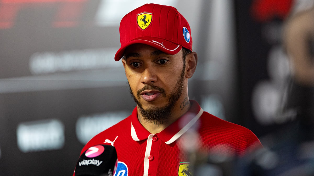 Lewis Hamilton speaks to the media at the Chinese Grand Prix