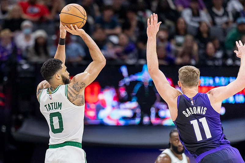 NBA basketball 2024-25 Boston Celtics vs Sacramento Kings photo gallery: Jayson Tatum