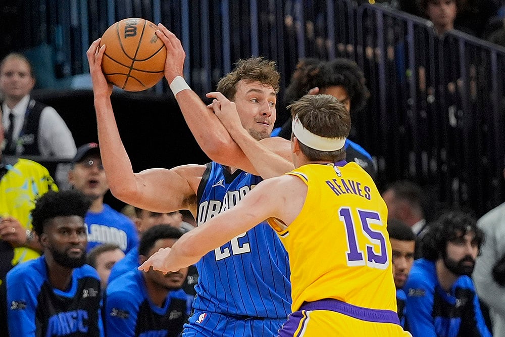NBA basketball 2024-25 Orlando Magic vs Los Angeles Lakers photo gallery: Franz Wagner