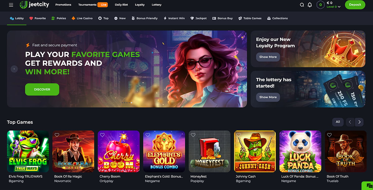 The casino lobby features thousands of titles from famous providers