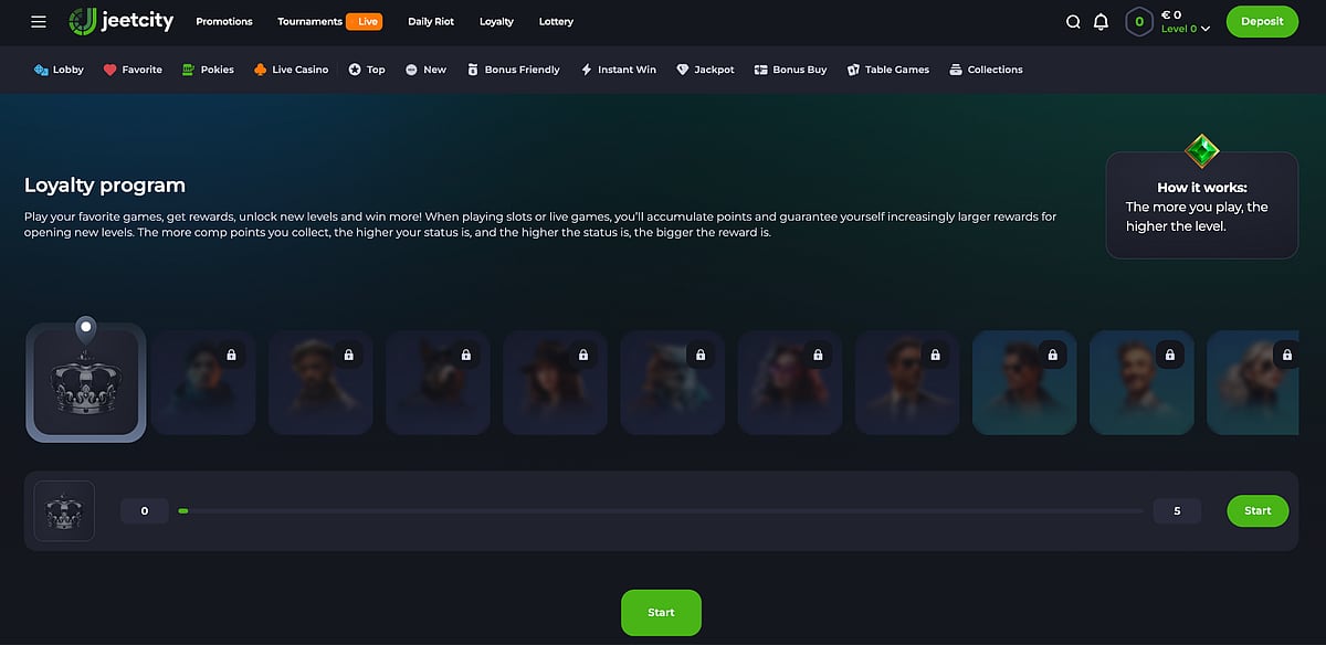 There’s a tiered loyalty program to reward returning gamblers