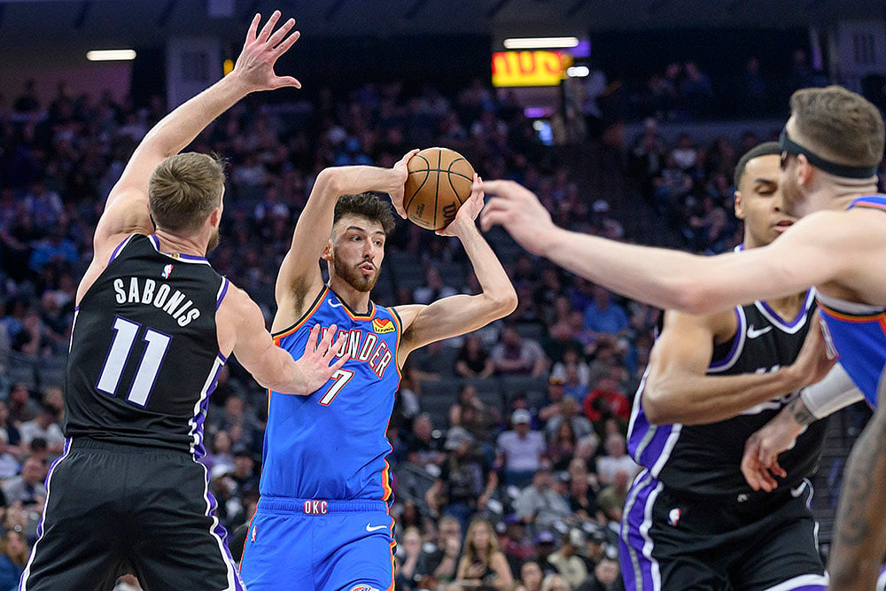 NBA Oklahoma City Thunder vs Sacramento Kings Basketball game: Chet Holmgren