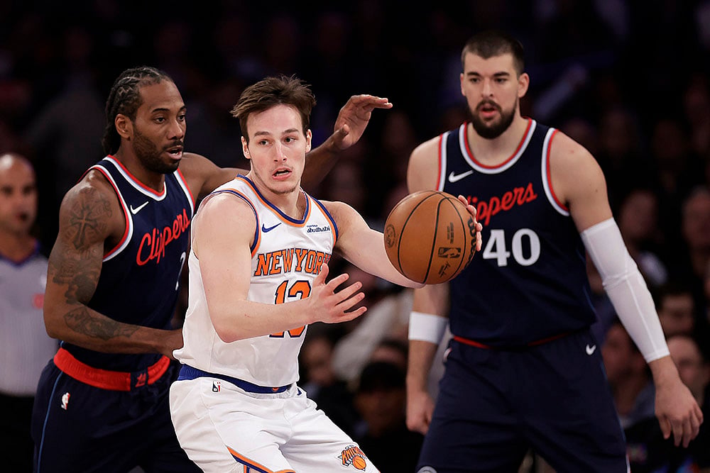 NBA basketball 2024-25 Los Angeles Clippers vs New York Knicks: Tyler Kolek 