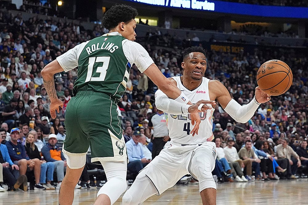 NBA basketball 2024-25 Milwaukee Bucks vs Denver Nuggets: Russell Westbrook