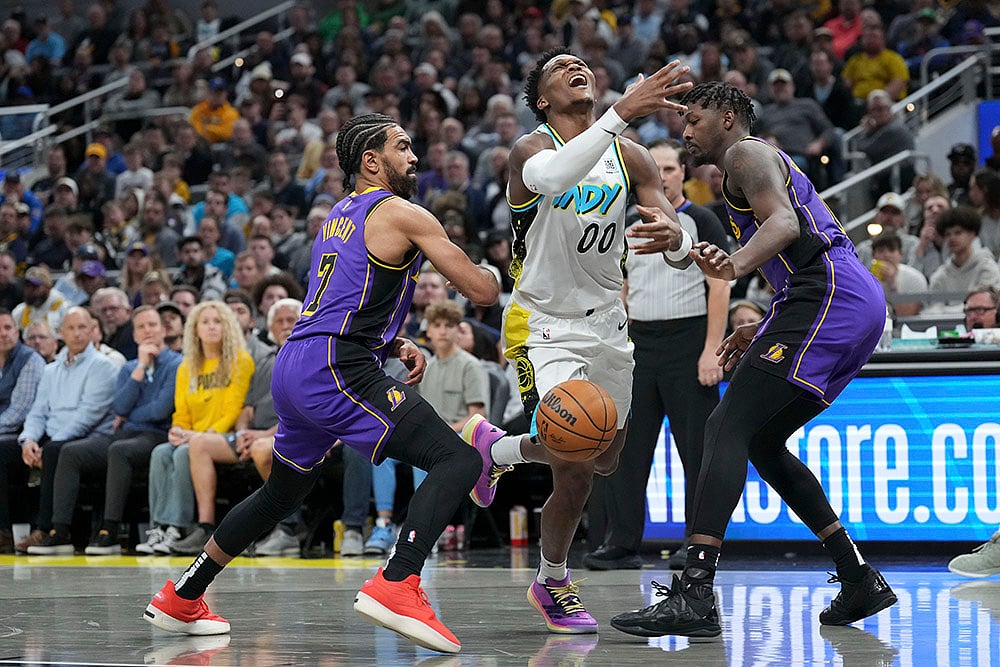 NBA basketball 2024-25 Los Angeles Lakers vs Indiana Pacers: Bennedict Mathurin 