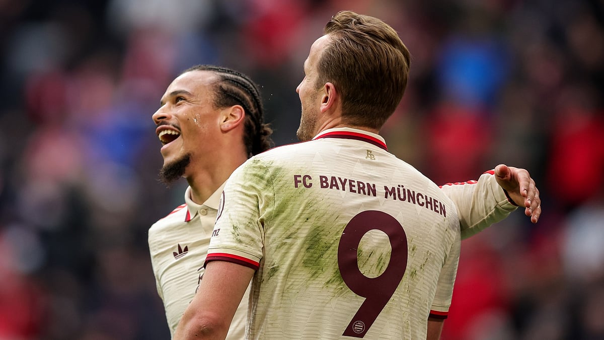 Bayern Munich goalscorers Leroy Sane and Harry Kane.