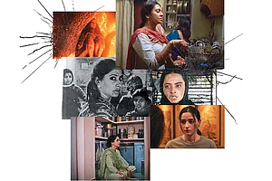 No Apologies: (Clockwise from top right) Screengrabs from the films Juice, Khoon Bhari Maang, Jigra, Mrs., Mirch Masala and Bulbbul