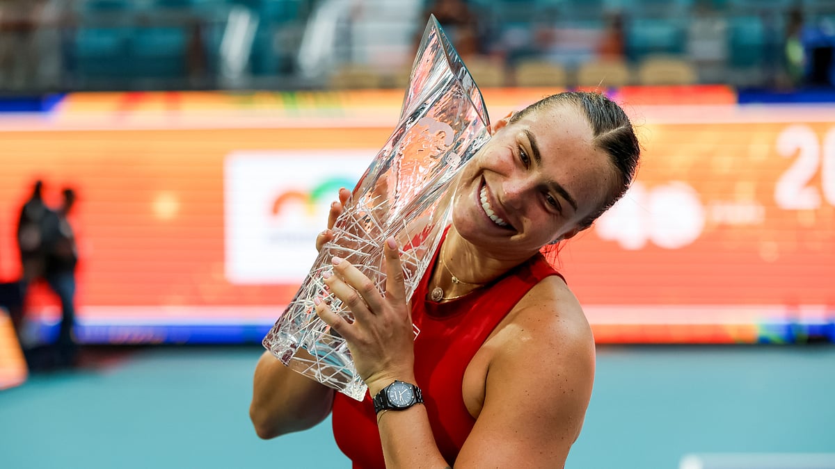 Aryna Sabalenka celebrates in Miami - null