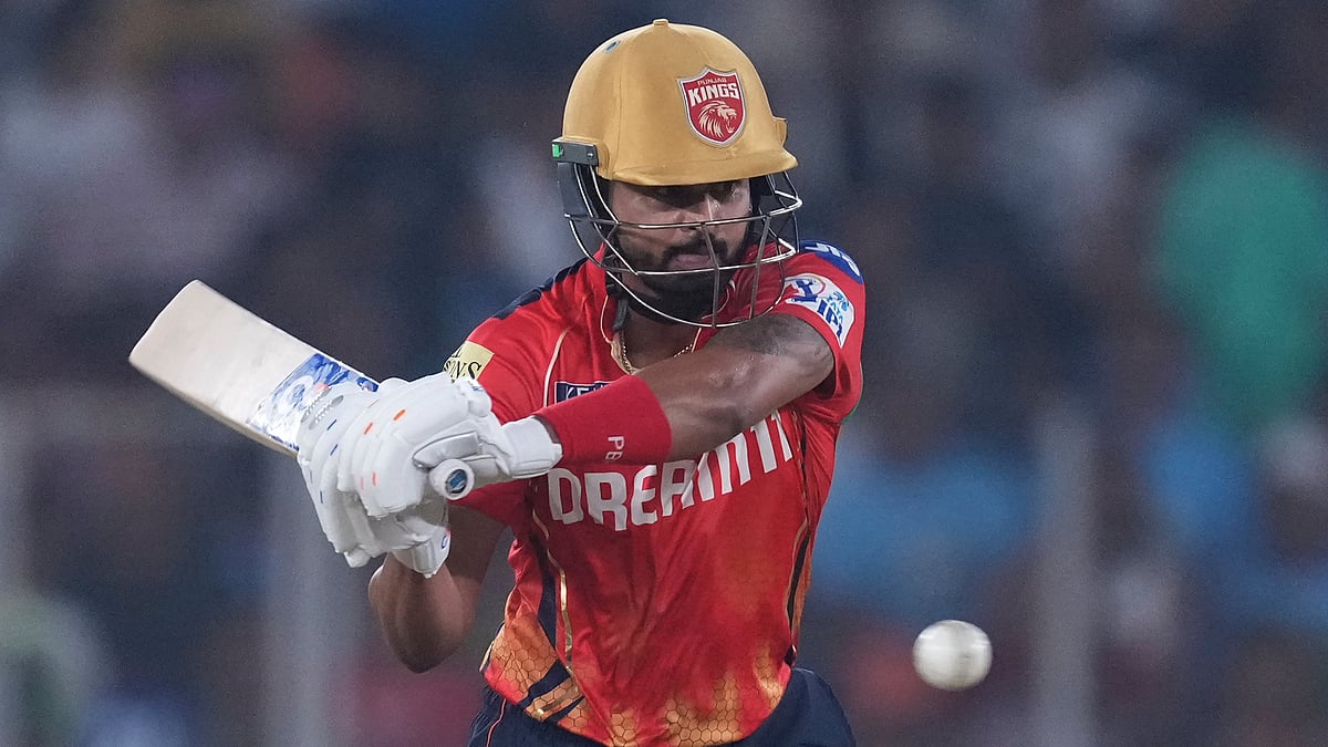PBKS' captain Shreyas Iyer plays a shot during the Indian Premier League match between Gujarat Titans and Punjab Kings. -  (AP Photo/Ajit Solanki)
