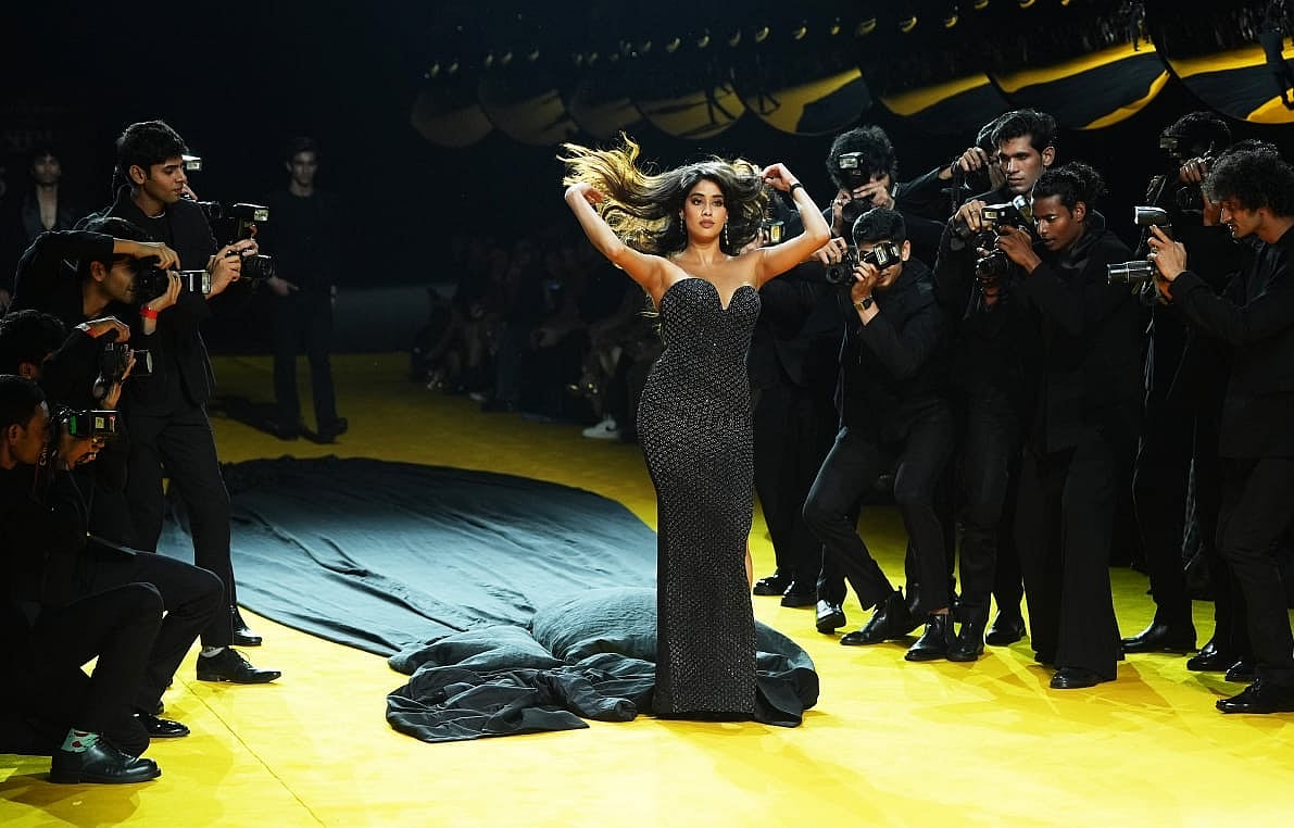 Bollywood actress Jahnvi Kapoor presents a creation by Rahul Mishra 