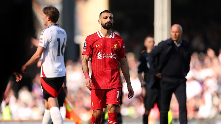 Liverpool's Mohamed Salah in the Premier League match against Fulham. - null