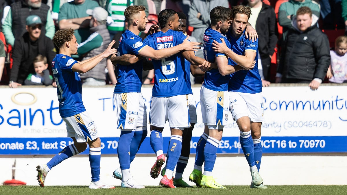 St Johnstone's players celebrate their goal against Celtic