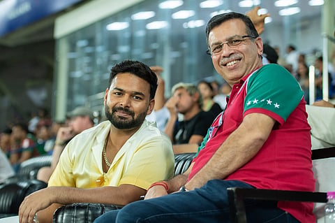 Rishabh Pant with Lucknow Super Giants and Mohun Bagan Super Giant team owner Sanjiv Goenka.