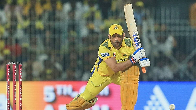 Chennai Super Kings' MS Dhoni plays a shot during the Indian Premier League. - AP