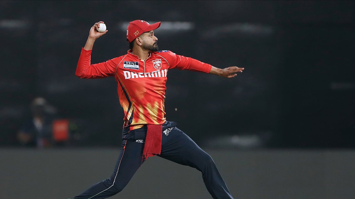Punjab Kings' captain Shreyas Iyer throws the ball after fielding during the Indian Premier League cricket match between Punjab Kings and Rajasthan Royals at Maharaja Yadavindra Singh Cricket Stadium in Mohali. - AP Photo/Surjeet Yadav