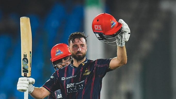 File : James Vince of Karachi Kings celebrates win over Multan Sultans in the PSL 2025 match. 