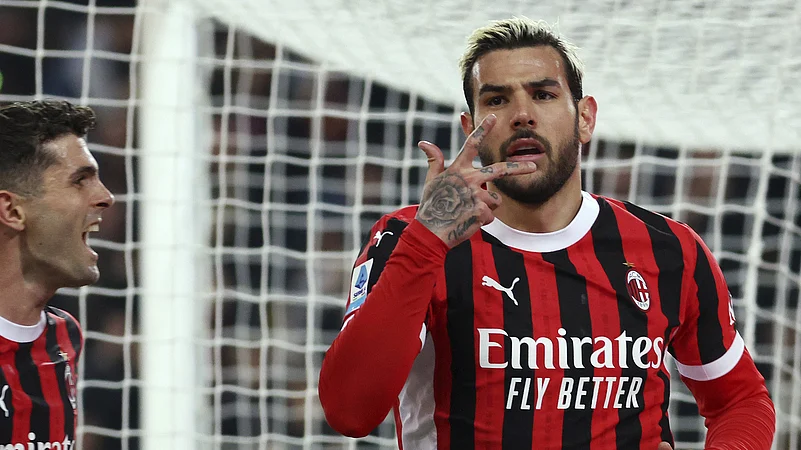 Theo Hernandez Udinese vs AC Milan Serie A 2024-25 Bluenergy Stadium LaPresse via AP