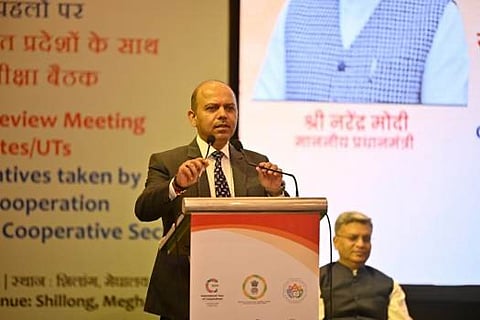 Ashish Kumar Bhutani, Secretary, Ministry Of Cooperation addressing the meeting