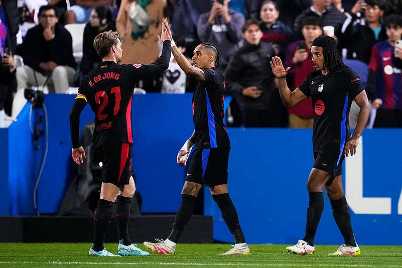 Spain Soccer La Liga 2024-25 CD Leganes vs Barcelona: Raphinha