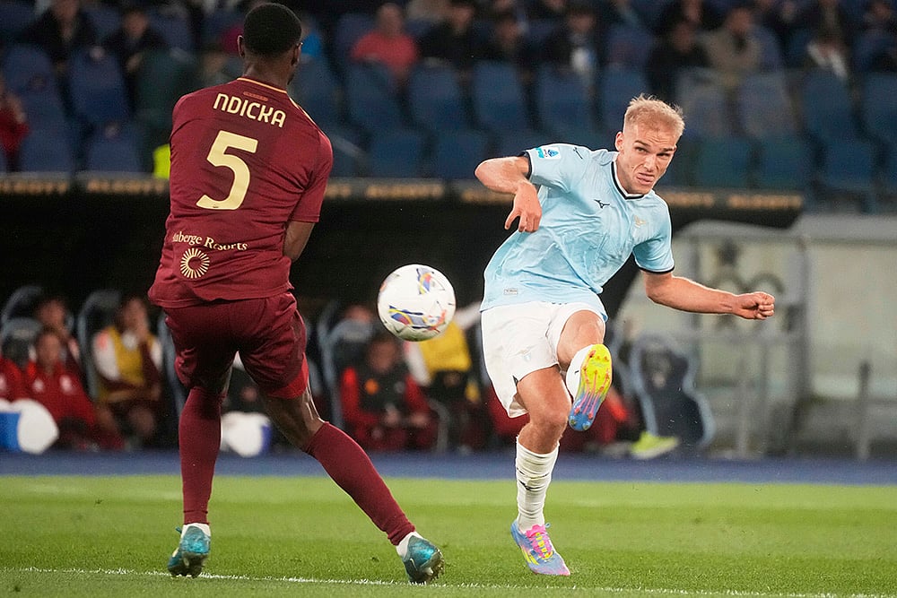 Italy Soccer Serie A 2024-25 Lazio and Roma: Gustav Isaksen