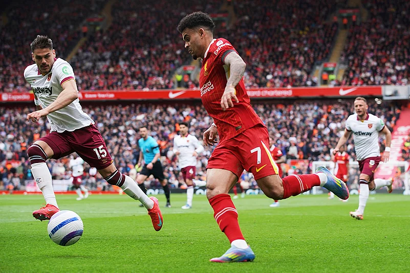 Britain Soccer Premier League Liverpool vs West Ham United: Luis Diaz