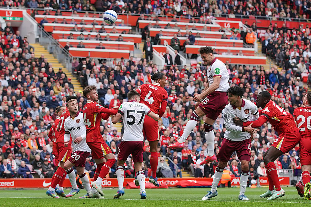 Britain Soccer Premier League Liverpool vs West Ham United: Konstantinos Mavropanos