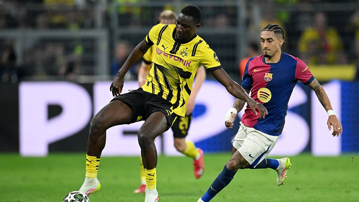 Serhou Guirassy and Raphinha in action in Tuesdays clash.