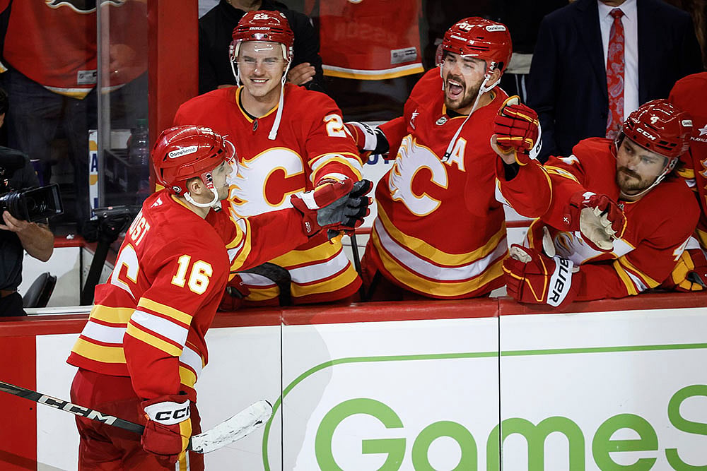 NHL Hockey game Calgary Flames Vs Vegas Golden Knights: Morgan Frost