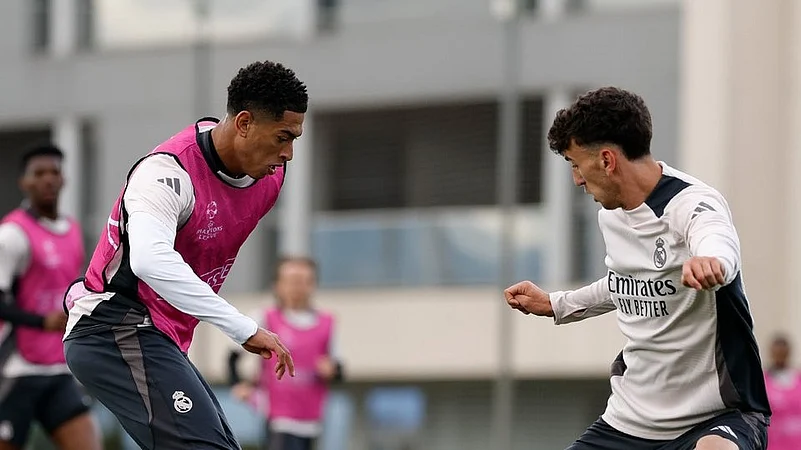 Real Madrid players in practice