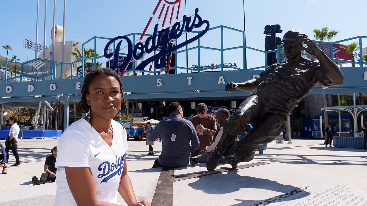 Ayo Robinson, granddaughter of baseball great Jackie Robinson, April 2024 AP File Photo