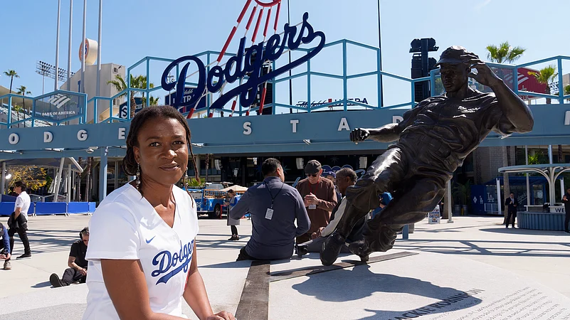Ayo Robinson, granddaughter of baseball great Jackie Robinson, April 2024 AP File Photo
