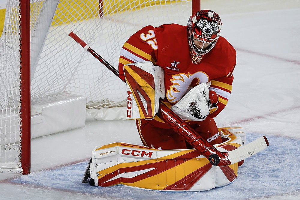 NHL Hockey game Calgary Flames Vs Vegas Golden Knights: Dustin Wolf