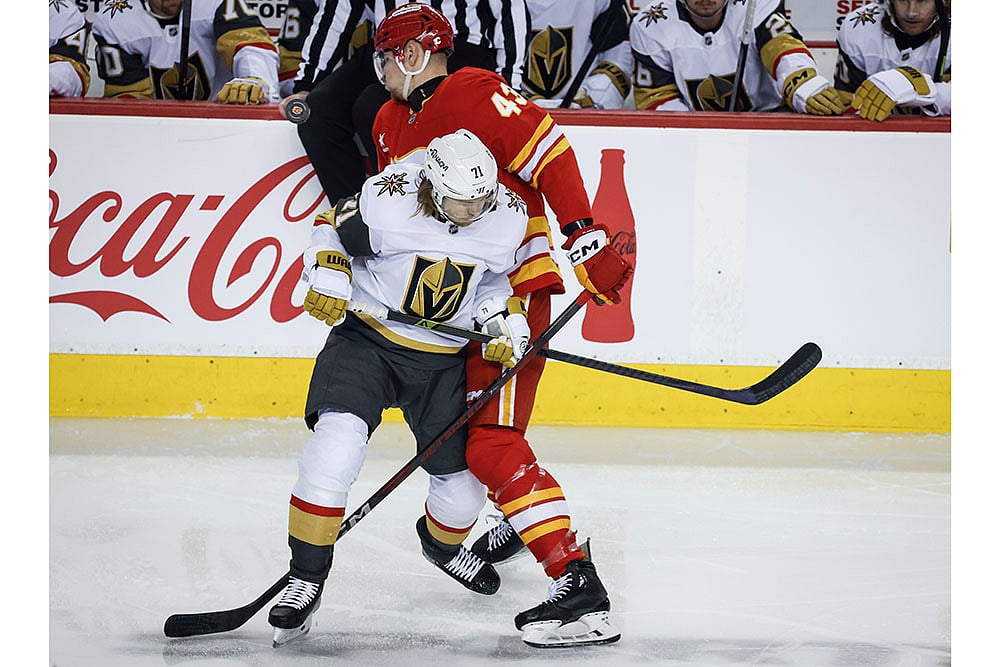 NHL Hockey game Calgary Flames Vs Vegas Golden Knights: William Karlsson