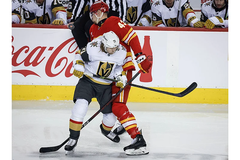 NHL Hockey game Calgary Flames Vs Vegas Golden Knights: William Karlsson