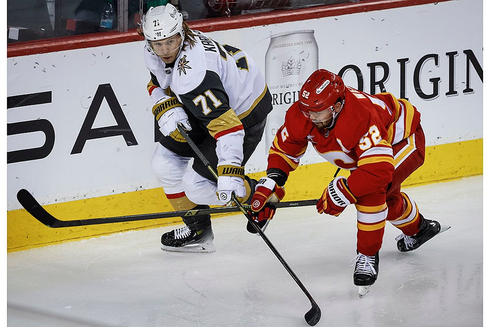 NHL Hockey game Calgary Flames Vs Vegas Golden Knights: William Karlsson