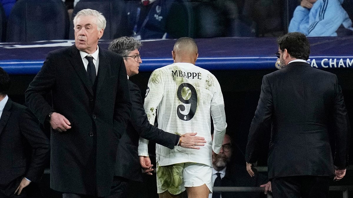 Kylian Mbappe Real Madrid vs Arsenal UEFA Champions League 2024-25 Santiago Bernabeu AP Photo