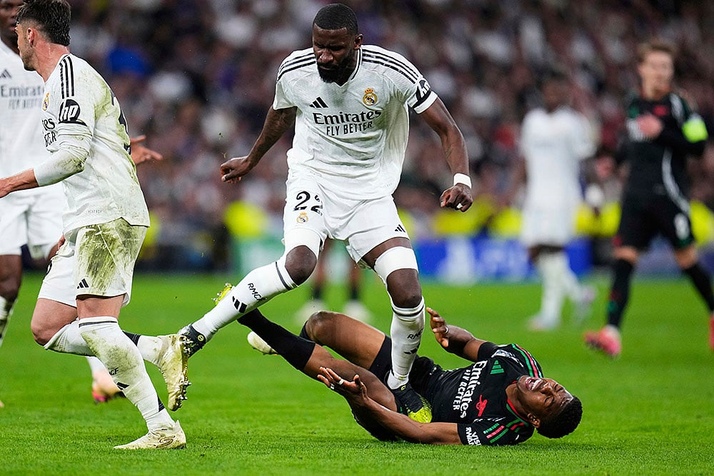 Champions League football quarterfinals 2024-25 Real Madrid vs Arsenal: Antonio Ruediger