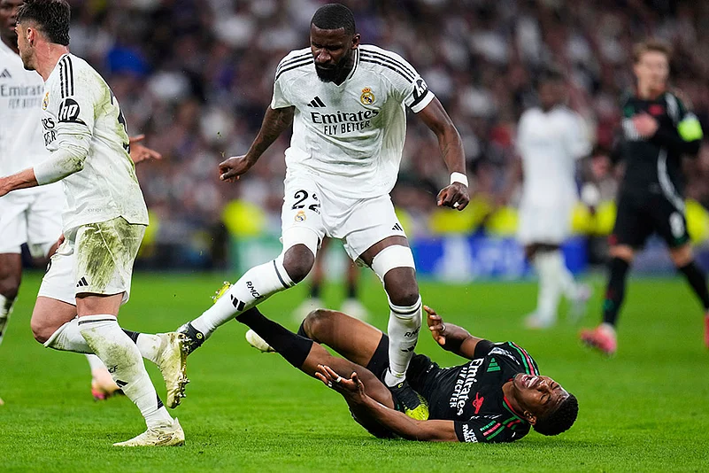 Champions League football quarterfinals 2024-25 Real Madrid vs Arsenal: Antonio Ruediger
