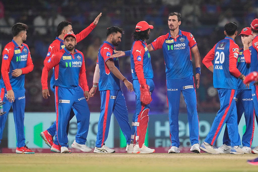 Delhi Capitals players celebrate. - AP/Manish Swarup