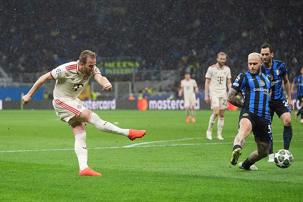 Champions League football quarterfinals 2024-25 Inter Milan vs Bayern Munich: Harry Kane