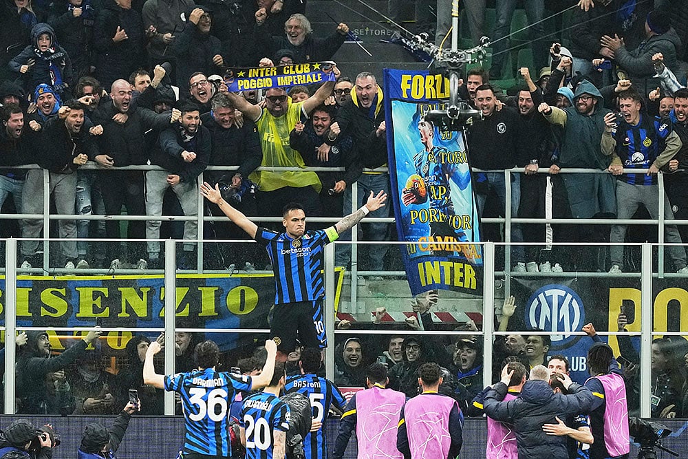 Champions League football quarterfinals 2024-25 Inter Milan vs Bayern Munich: Lautaro Martinez 