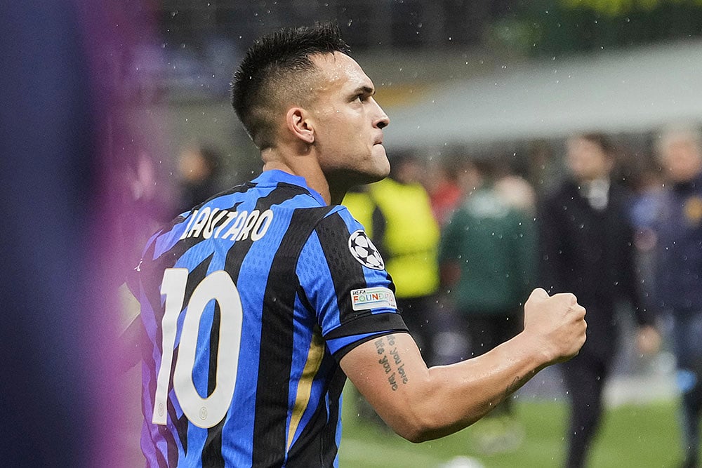 Champions League football quarterfinals 2024-25 Inter Milan vs Bayern Munich: Lautaro Martinez
