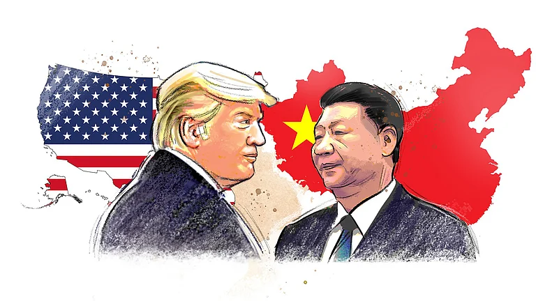 US-China - | Illustration by Saahil for Outlook India