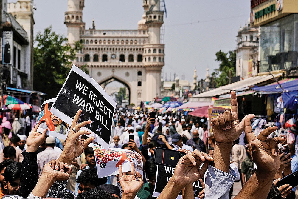 | Photo: AP/File : Waqf Amendment Act: Human Chain Held In Hyderabad To Protest
